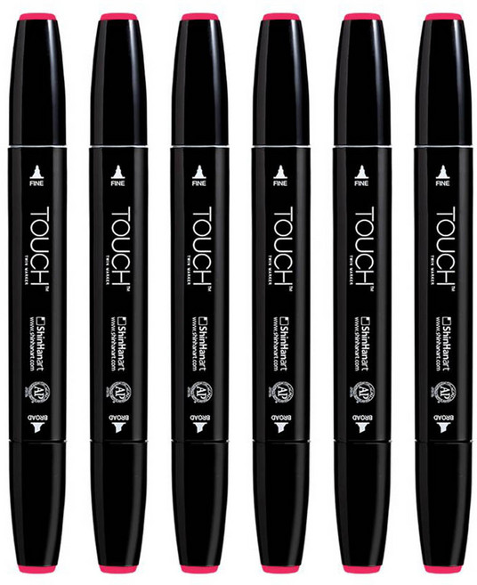 신한화구 터치 트윈마카 VIVID RED 4, 1색, 6개