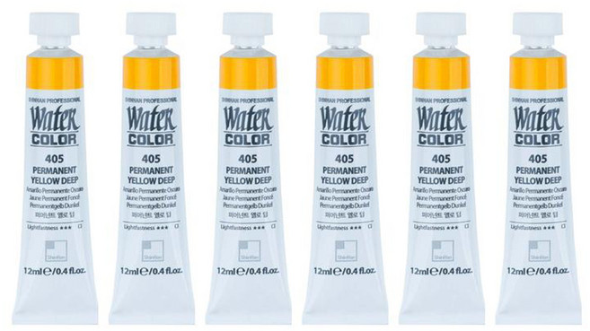 신한화구 전문가 Tube 갑 수채화물감 퍼머넌트 옐로 딥 405 6p, 12ml, 1색