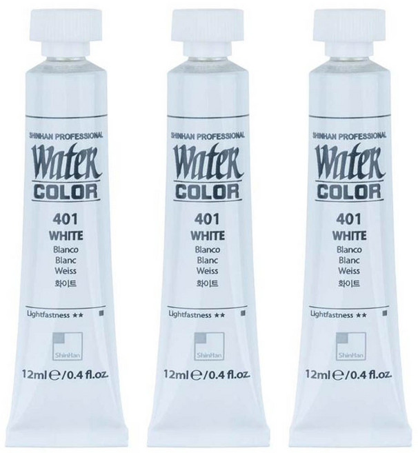신한화구 전문가 수채화 Tube 화이트 401 6p, 12ml, 1색