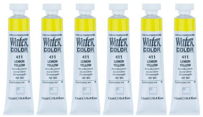 신한화구 전문가 수채화물감 411 레몬 옐로 6개입, 12ml, 1색
