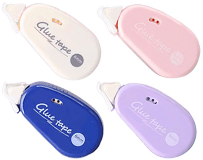 다다 손안에 파스텔 양면 풀테이프 6mm x 6m 4종세트, 혼합색상, 1세트