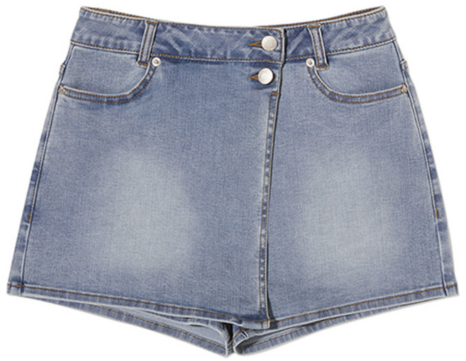 키르시 우먼 체리 이너 팬츠 커버 데님 스커트