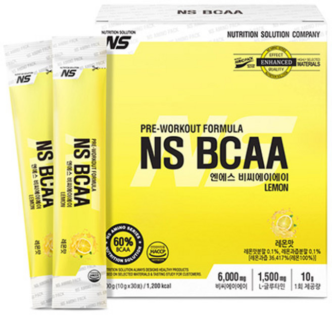 엔에스 BCAA스틱 아미노산 보충제 레몬맛 30p, 1개, 300g