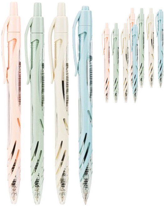 델리 그립바디 볼펜 4종 x 3p 세트 0.7mm EQ70, 아이보리, 핑크, 그린, 블루, 1세트