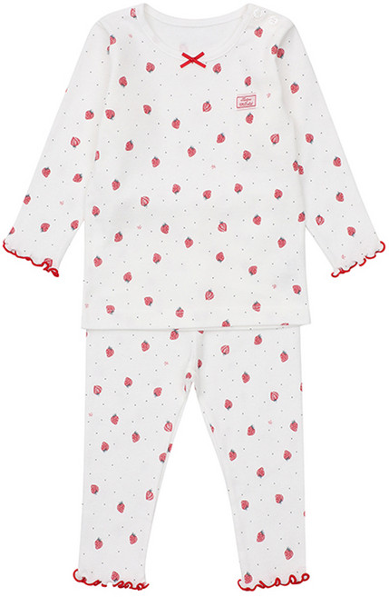 타티네쇼콜라 아동용 GL 딸기 슬림 면 내의 상하 세트