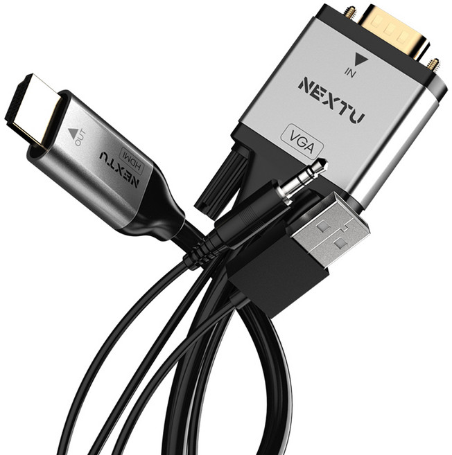 넥스트유 버야드 VGA+오디오 TO HDMI 케이블, 1개, 2m