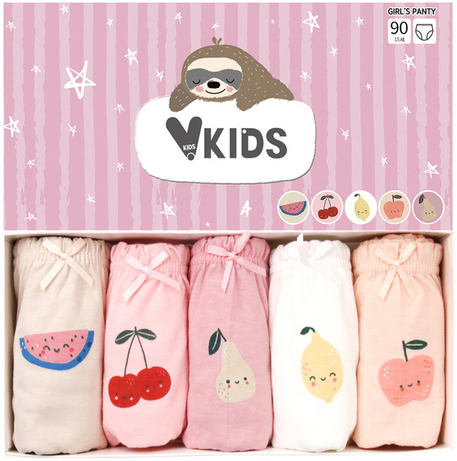 브이키즈 프룻 여성용 삼각팬티 5종 세트