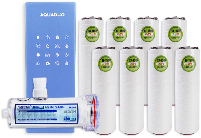 아쿠아듀오 대용량 정수필터 SF-150N + 리필필터 알뜰형 8p 세트, 1개