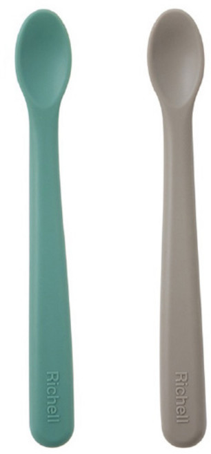 릿첼 유아용 실리콘 이유식 스푼 S, 인디그린 + 코지그레이, 2개