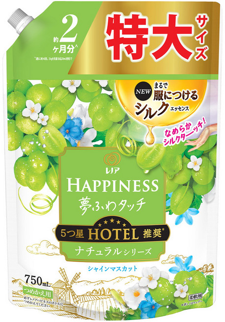 Lenor 蘭諾 日本原裝進口 Happiness 衣物柔軟精 白葡萄麝香補充包, 750ml, 1包