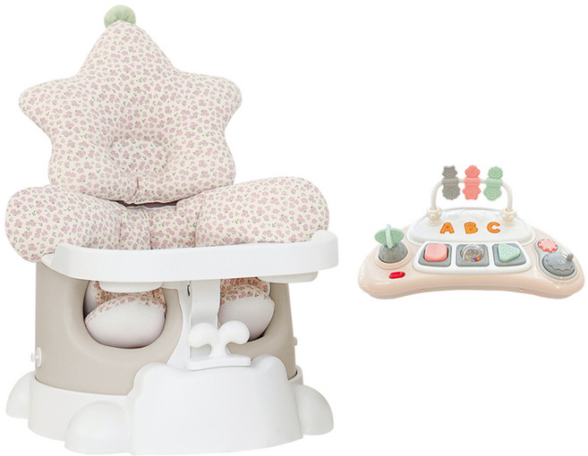 젤리맘 무나부스터체어 의자+카트+트레이+스텔라2종+토이 세트, 애쉬크림(의자, 카트, 트레이), 핑크(짱구베개, 라이너), 베이지(토이), 1세트