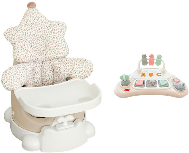 젤리맘 무나부스터체어 의자+카트+트레이+스텔라2종+토이 세트, 엠버베이지(의자, 카트, 트레이), 베이지(짱구베개, 라이너, 토이), 1세트