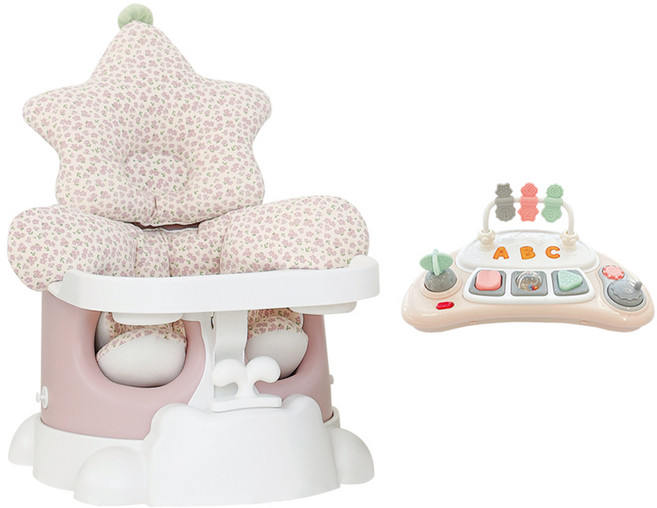 젤리맘 무나부스터체어 의자+카트+트레이+스텔라2종+토이 세트, 피치크림(의자, 카트, 트레이), 핑크(짱구베개, 라이너), 베이지(토이), 1세트