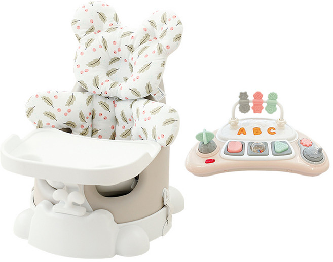 젤리맘 유아용 무나 부스터 의자 + 카트 + 트레이 + 버디 2종 + 토이 세트, 애쉬크림 + 꼬미크랜베리 + 베이지, 1세트