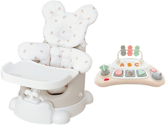 젤리맘 유아용 무나 부스터 의자 + 카트 + 트레이 + 버디 2종 + 토이 세트, 애쉬크림 + 꼬미베어 + 베이지, 1세트