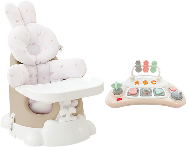 젤리맘 유아용 무나 부스터 의자 + 카트 + 트레이 + 버디 2종 + 토이 세트, 앰버베이지 + 토토래빗 + 베이지, 1세트