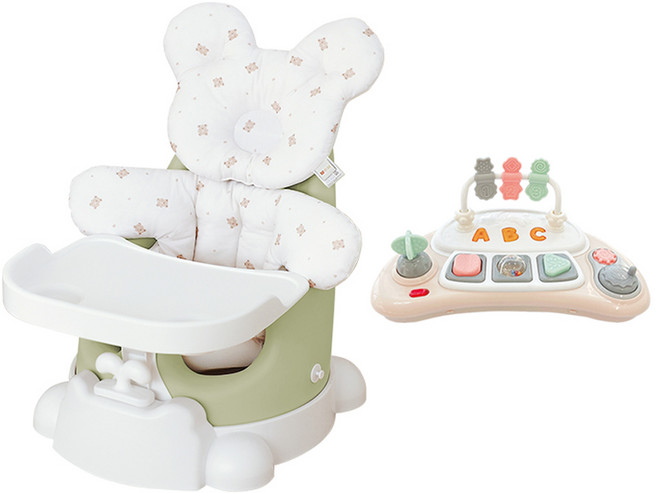 젤리맘 유아용 무나 부스터 의자 + 카트 + 트레이 + 버디 2종 + 토이 세트, 올리브 + 꼬미베어 + 베이지, 1세트