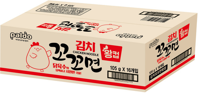 꼬꼬면 김치 왕컵 105g, 16개