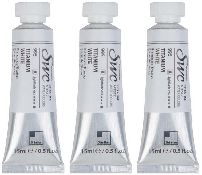 신한화구 전문가 수채화물감 SWC 튜브 A시리즈 995 티타늄 화이트 3p, 15ml, 1색