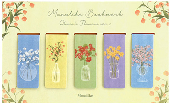 모노라이크 마그네틱 북마크 5종 세트, 올리비아 플라워스ver1, 1세트