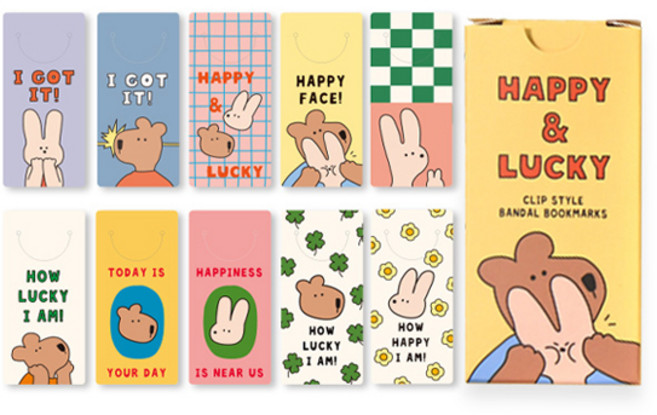 모노라이크 반달 북마크 10종 x 6p 세트, 해피앤럭키 Series 1, 1세트