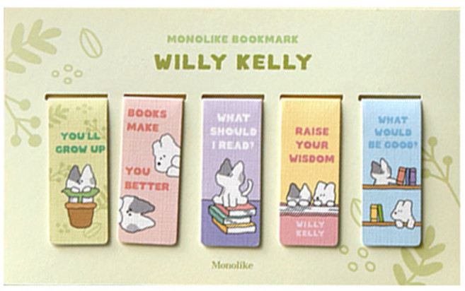 모노라이크 마그네틱 북마크 5종 세트, 윌리켈리, 1세트