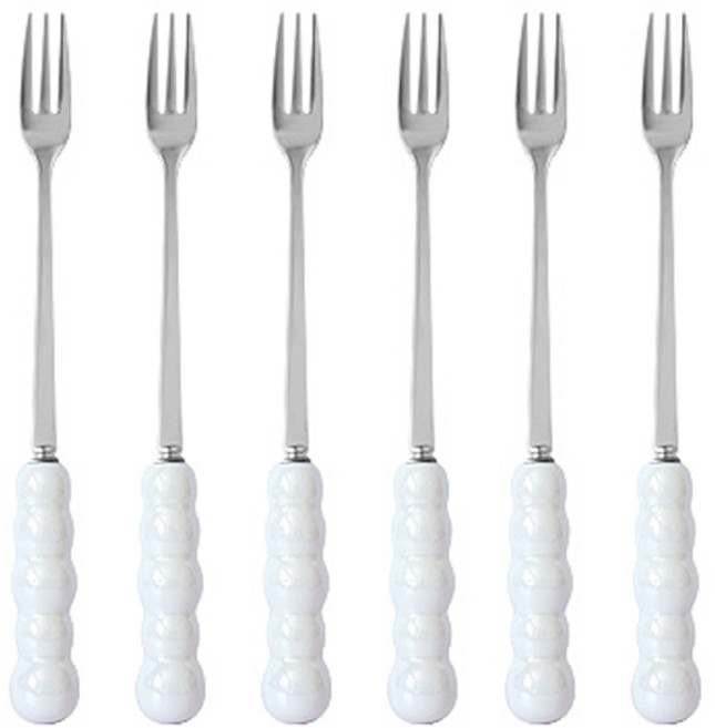 버블 롱 티포크, 화이트, 6개