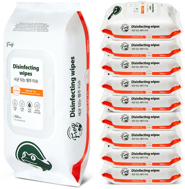 프로그 세균닦는 행주 티슈 캡형, 100개입, 10개