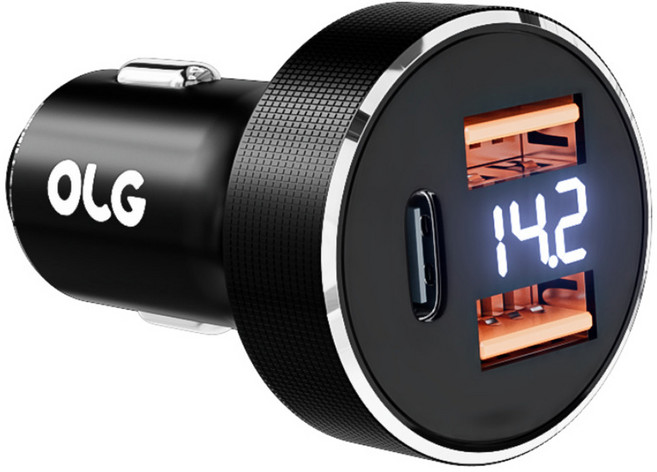 올지 트리플 100W 차량용 시거잭 고속 충전기, OLGB006, 블랙