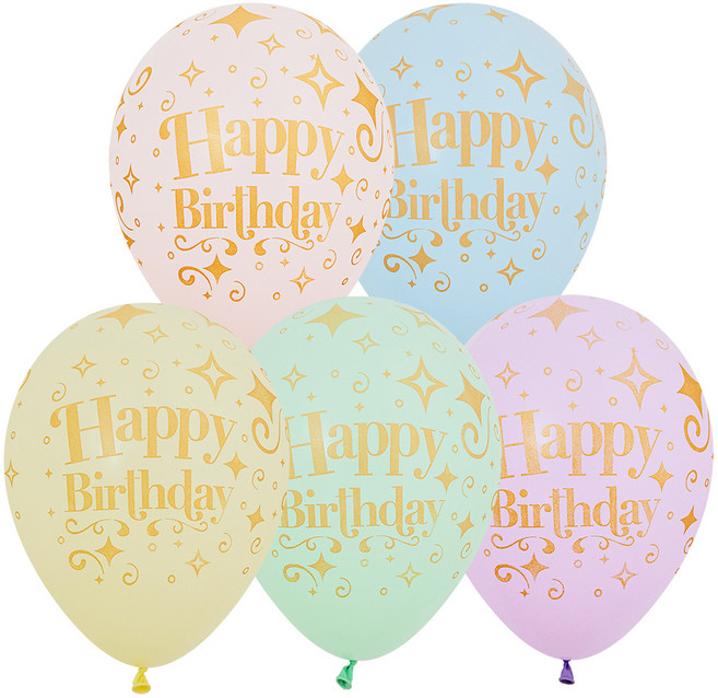 셈퍼텍스 생일 골든다이아몬드 파스텔혼합 풍선 30cm 12종 세트, 혼합색상, 1세트