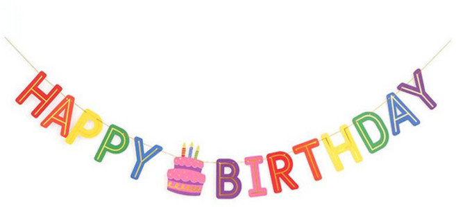 파티팡 생일 레터 가랜드, 레인보우, 1개