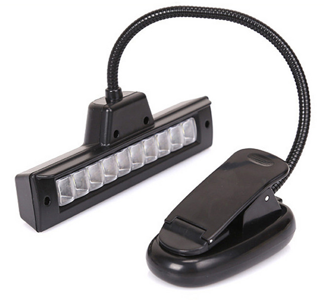 보면대 클립 라이트 LED 악보 집게 10구 조명 4W114, 블랙, 1개