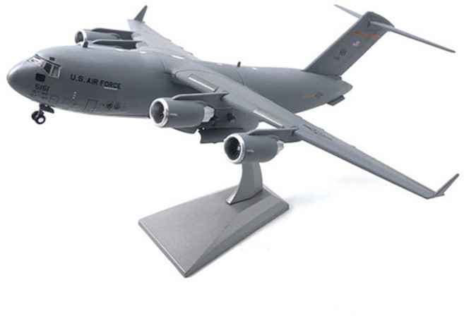 軍事模型 裝飾用壓鑄戰鬥機 C-17 環球霸王III + 底座套組, 1個, 灰色