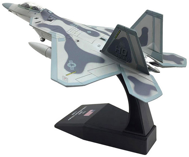 01 F-22 猛禽戰鬥機壓鑄模型 + 底座套組, 1個, 白色 + 灰色
