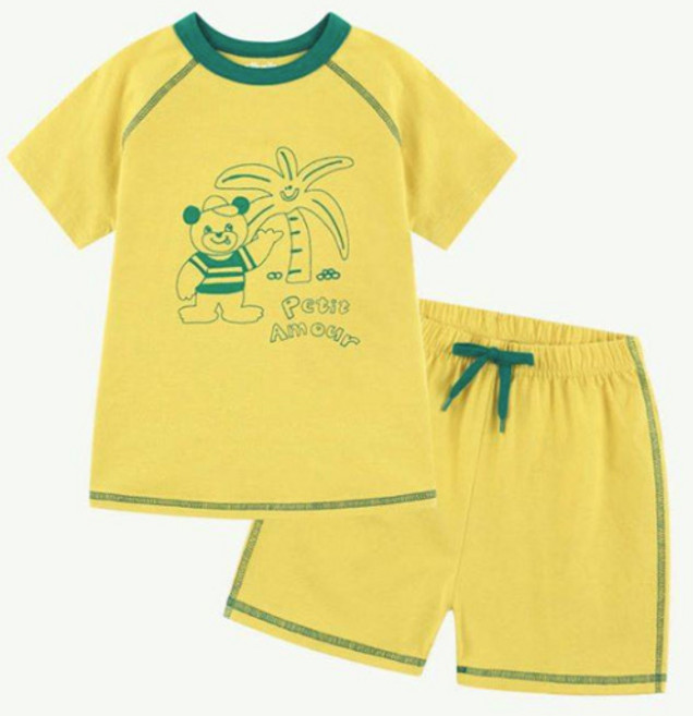 밀크마일로로 남아용 통기성 헬로팜 트리 썸머 상하의 세트