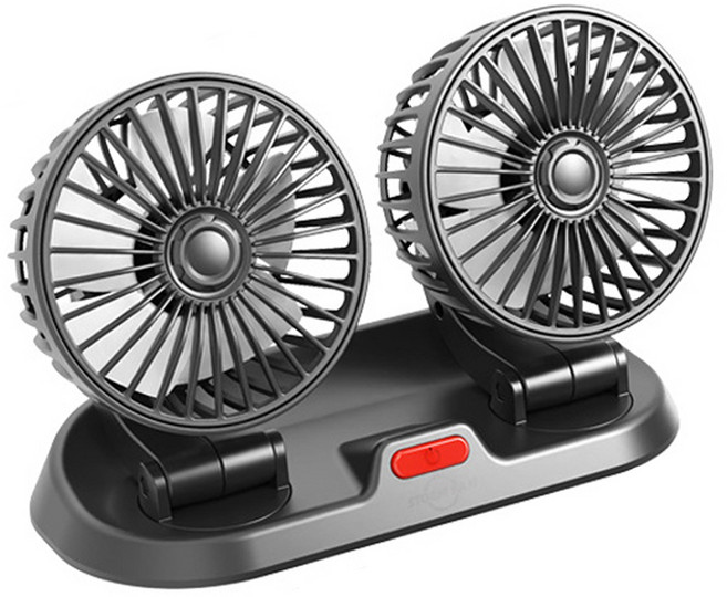 마하 듀얼 헤드 차량용 선풍기, F410, 블랙