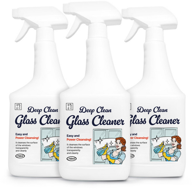 생활공식 딥클린 유리세정제, 3개, 750ml