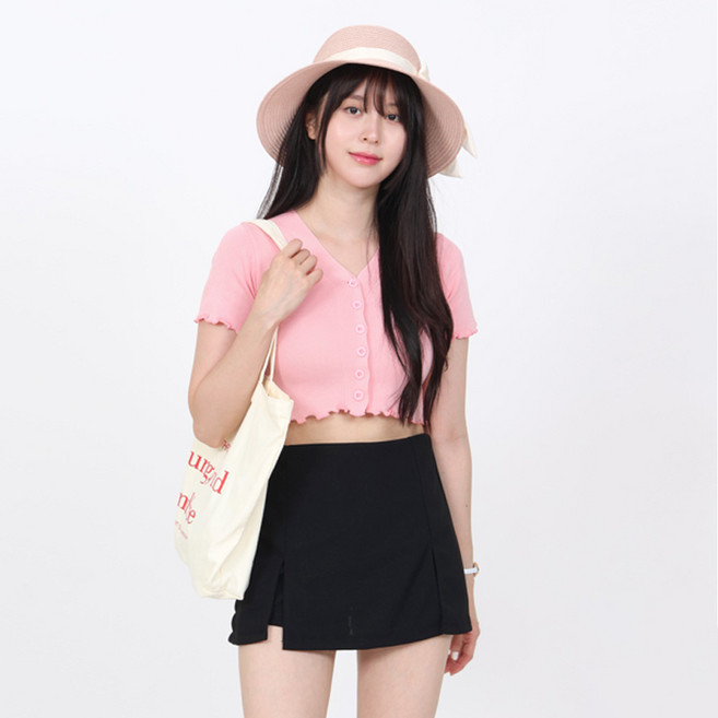 엘쏘 여성용 하이웨스트 트임 미니 스커트 팬츠