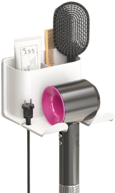 굿즈틱스 무타공 수납형 드라이기 거치대, 화이트, 1개