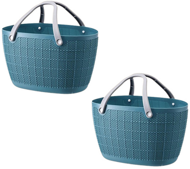 블럭마트 욕실 비비드컬러 목욕바구니 2p, 블루