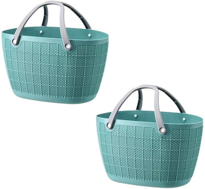 블럭마트 욕실 비비드컬러 목욕바구니 2p, 민트