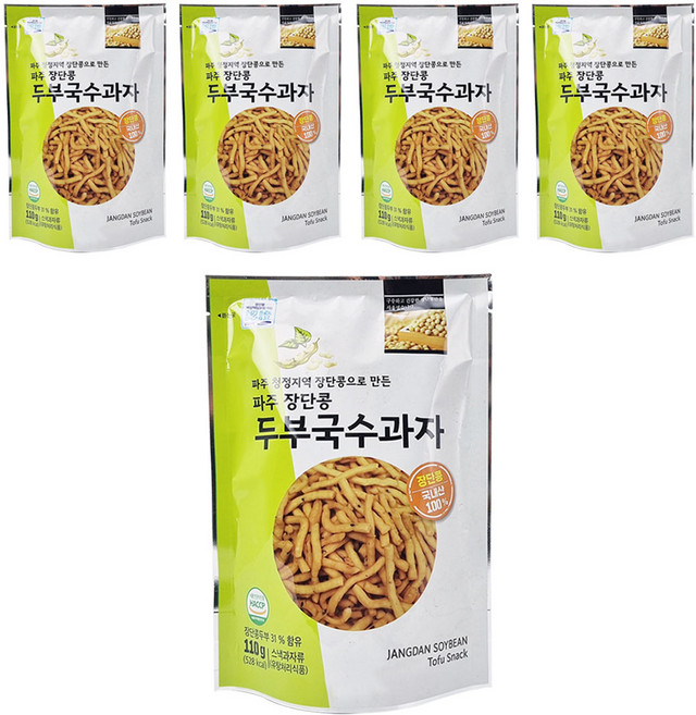 坡州長湍豆產豆腐餅乾條, 110g, 5包