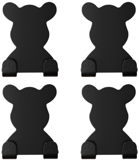 블럭마트 욕실 면도기 & 코드 걸이 4p, 블랙, 4개