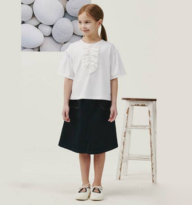 빈 여아용 레이스 디테일 티블라우스 BY22TS03WT