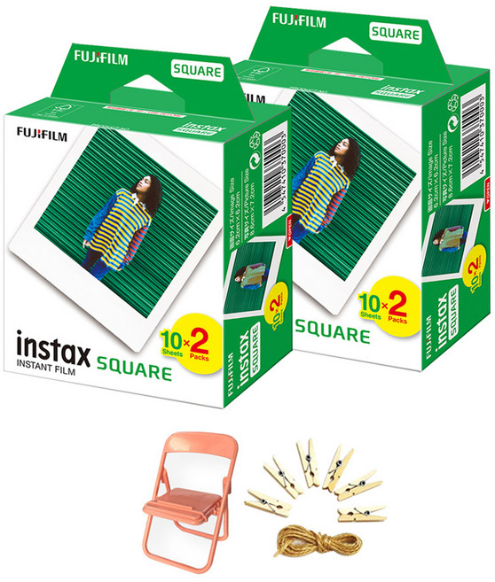 FUJIFILM 富士 instax 即時方形底片 40張 + 相片椅 + 相片線組合, 單一商品, 1套