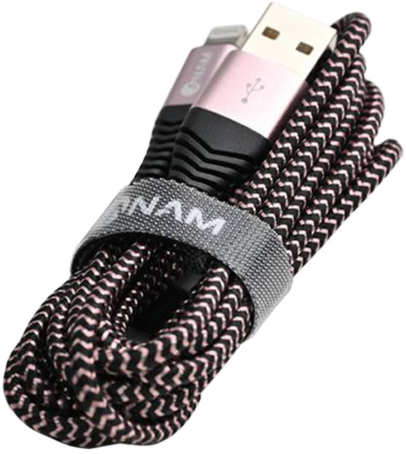 아남 USB타입-8핀 고속충전 메탈 패브릭 충전 케이블, 1개, 핑크, 1.2m