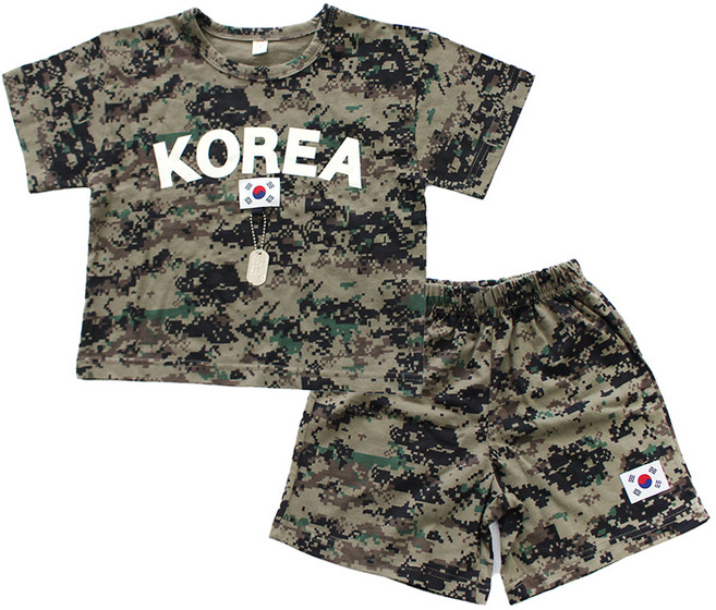 아동용 통기성 반팔 코리아 군번줄 상하복 세트