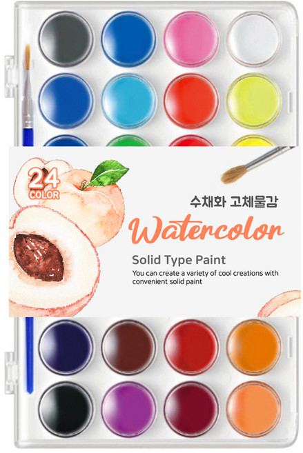 다다 수채화 고체 팔레트 물감 White, 24색