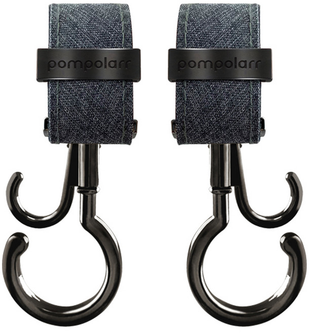 폼포라 다용도 웨건 유모차 걸이, 블랙(후크), 멜란지 그레이(스트랩), 2개