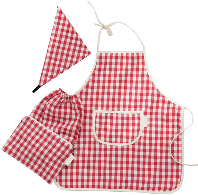 세맘스 아동용 마카롱 체크 앞치마 4종 세트